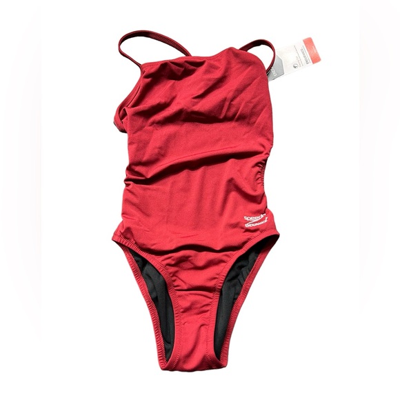 SPEEDO Endurance+ maroon Solid Flyback one piece training swimsuit size 26 NWT - Picture 2 of 5